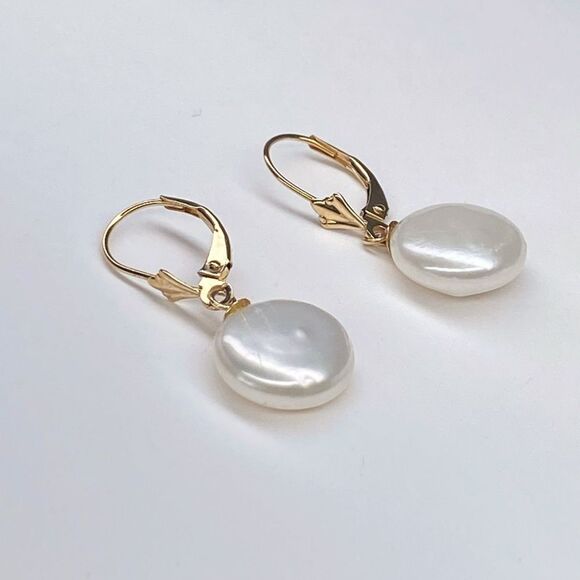 American Pearl Dangle Pearl Earrings With Coin Pearls - Picture 8 of 11